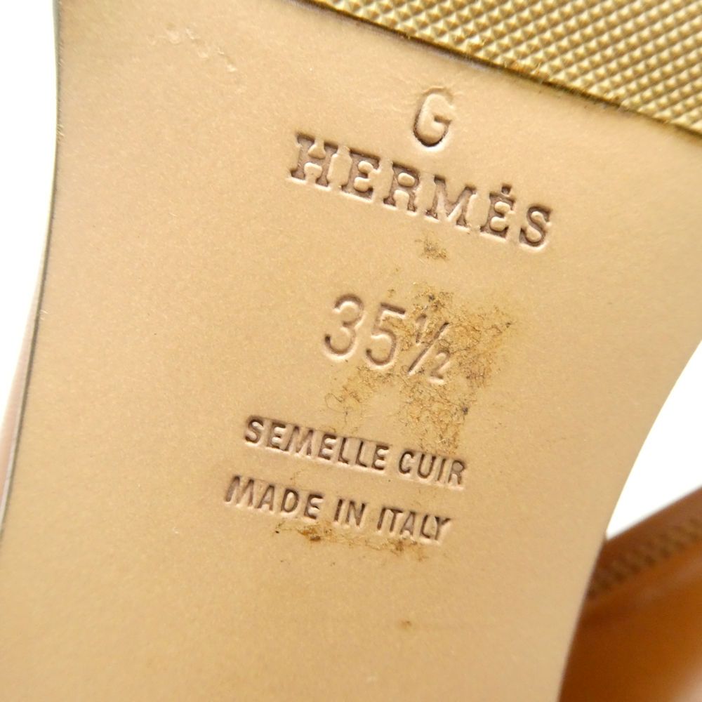 Hermes Constance Loafers 35.5 Leather Shoes Camel — view 8