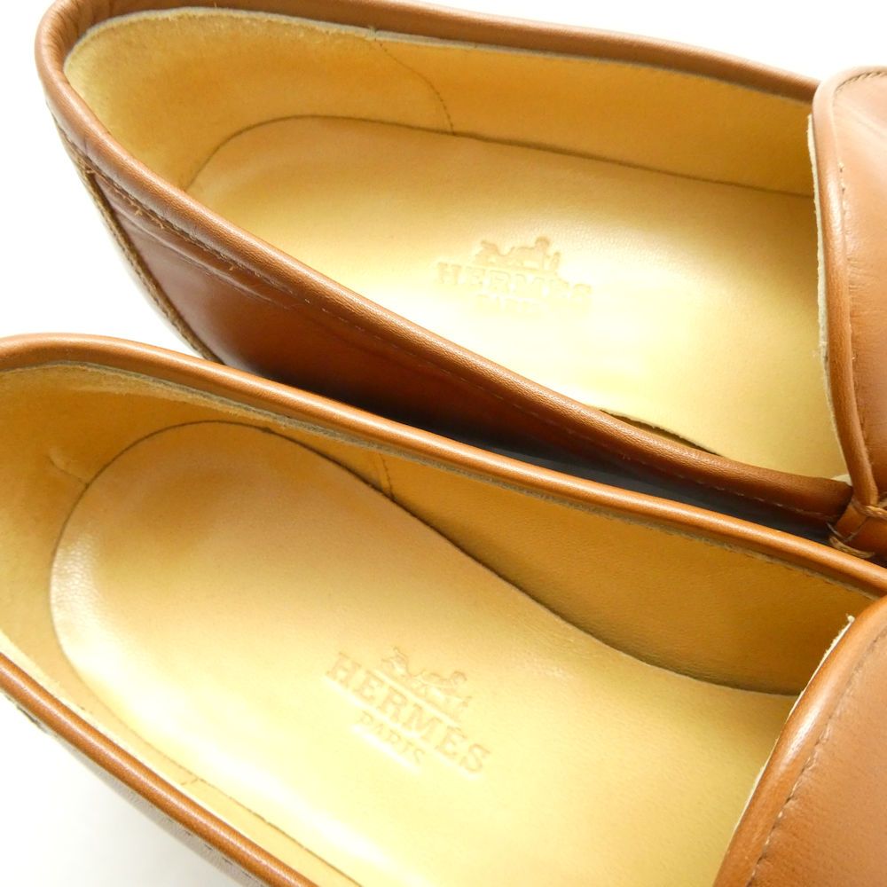 Hermes Constance Loafers 35.5 Leather Shoes Camel — view 6