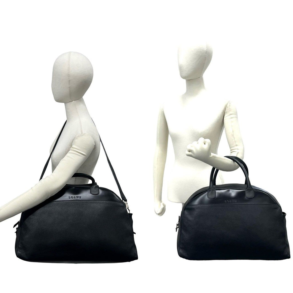 Loewe Log Leather 2-Way Boston Bag Black — view 2
