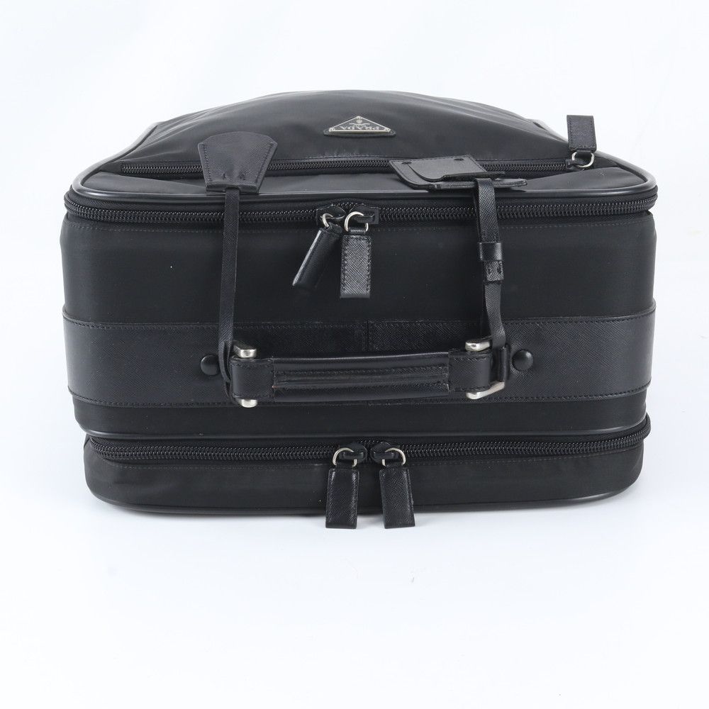 Prada Tessuto Nylon Saffiano Leather Suitcase Carry Case Bag Black — view 4