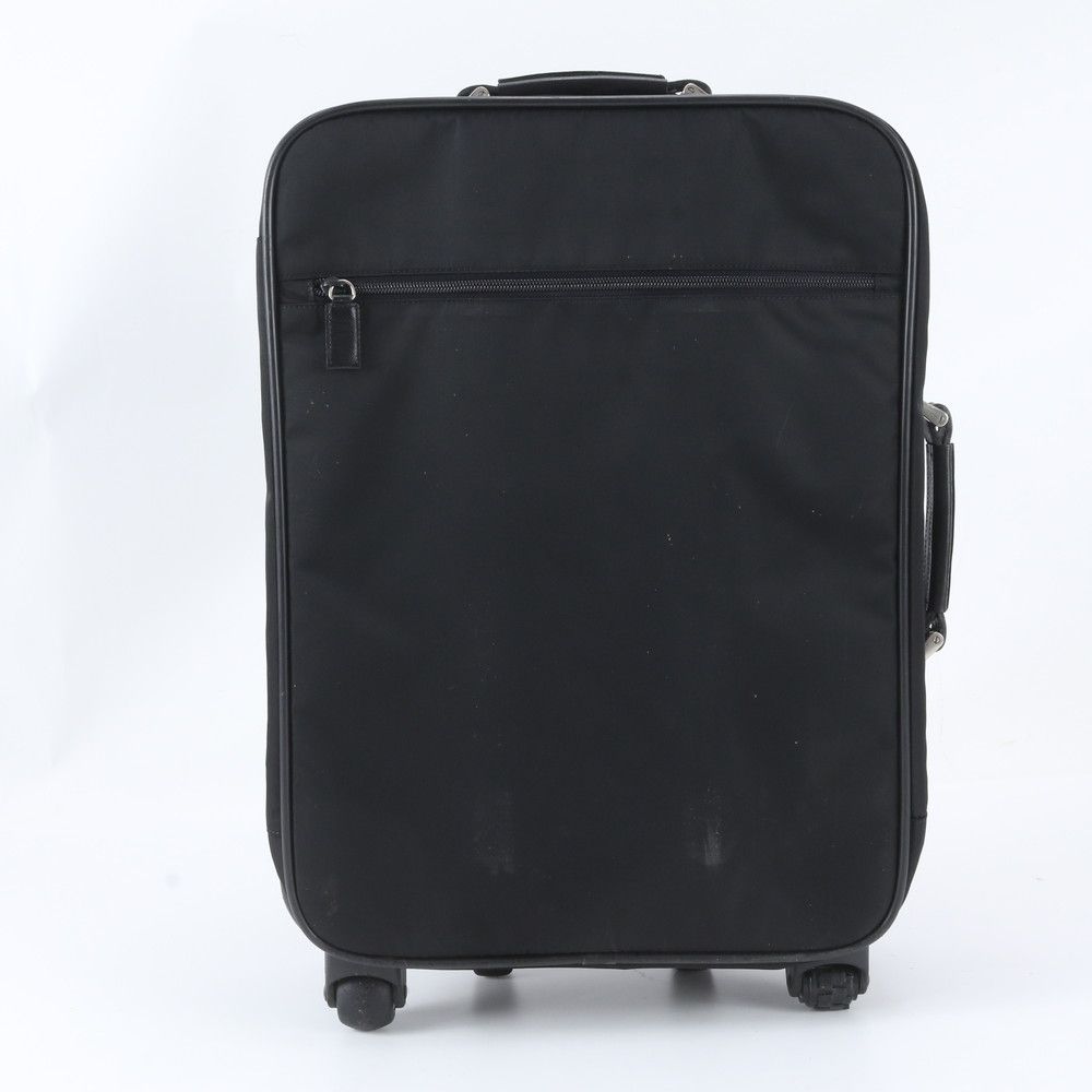 Prada Tessuto Nylon Saffiano Leather Suitcase Carry Case Bag Black — view 3