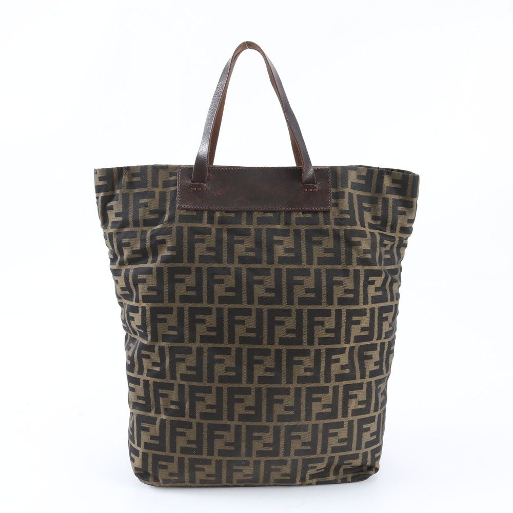 Fendi Zucca Leather Nylon Tote Shoulder Hand — view 3