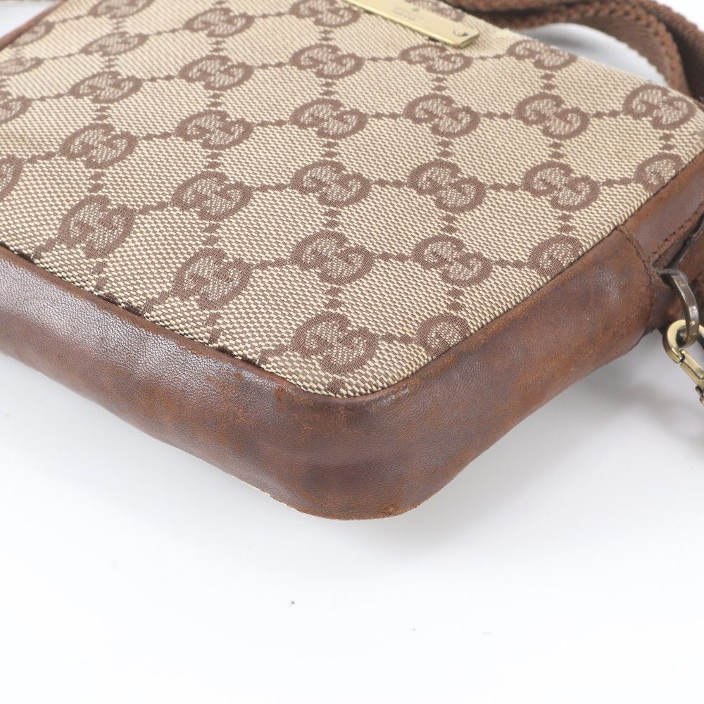 Gucci GG Canvas Leather Shoulder Bag Crossbody Brown — view 4