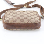 Gucci GG Canvas Leather Shoulder Bag Crossbody Brown — view 6