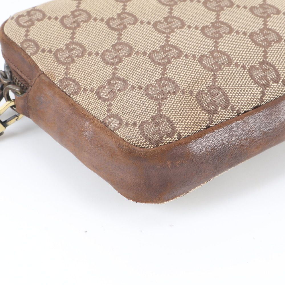 Gucci GG Canvas Leather Shoulder Bag Crossbody Brown — view 5
