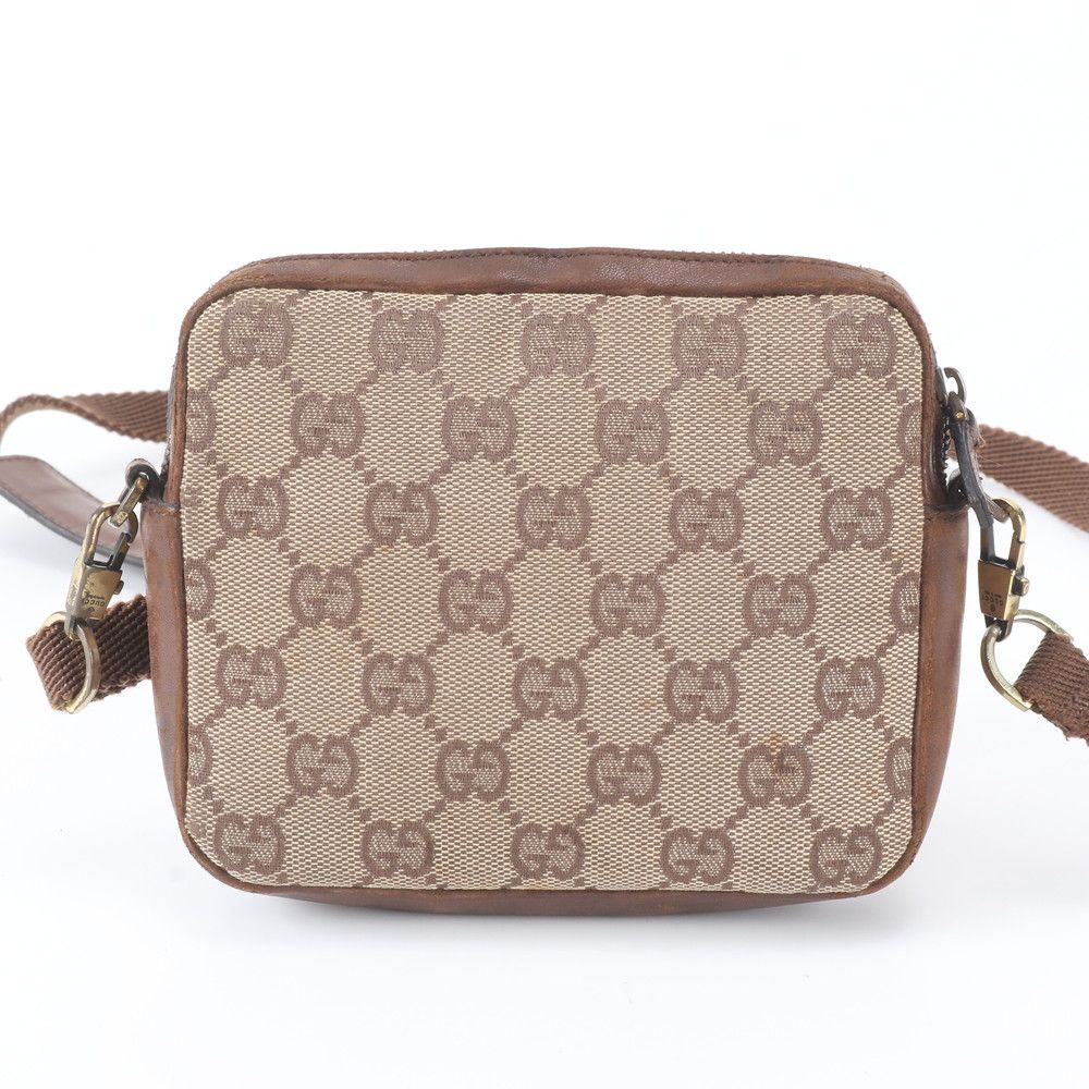 Gucci GG Canvas Leather Shoulder Bag Crossbody Brown — view 3