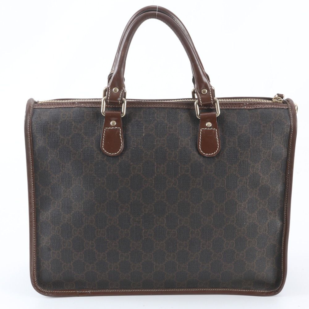 Gucci GG Supreme Leather Tote Shoulder Business Document Brown — view 3