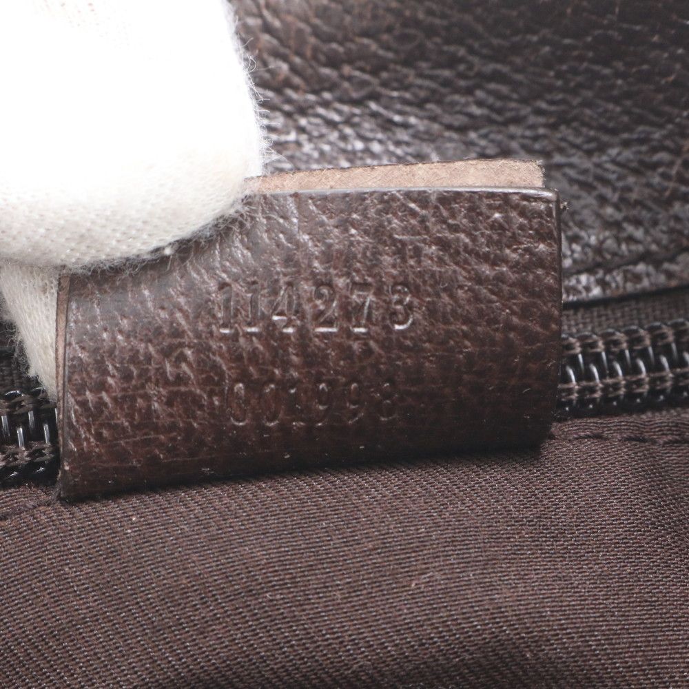 Gucci GG Canvas Leather Shoulder Bag Crossbody Messenger Business Brown — view 9