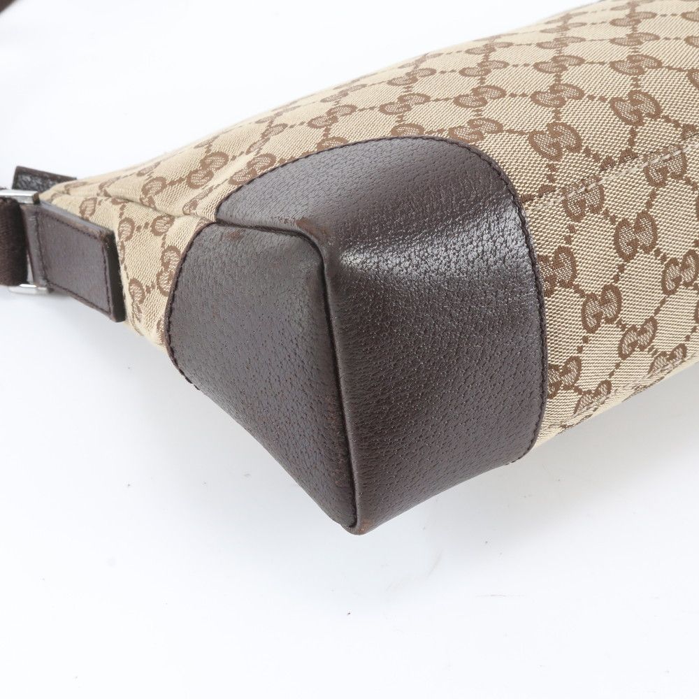 Gucci GG Canvas Leather Shoulder Bag Crossbody Messenger Business Brown — view 5