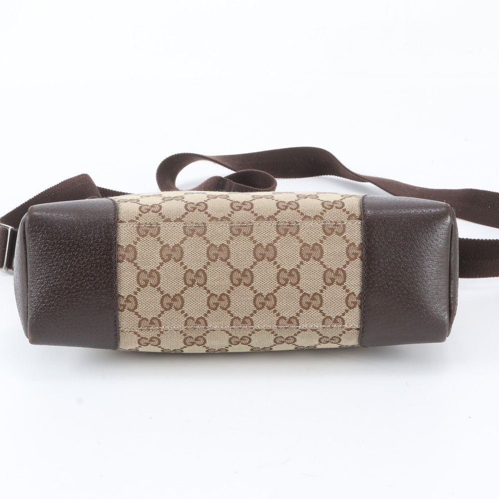 Gucci GG Canvas Leather Shoulder Bag Crossbody Messenger Business Brown — view 6
