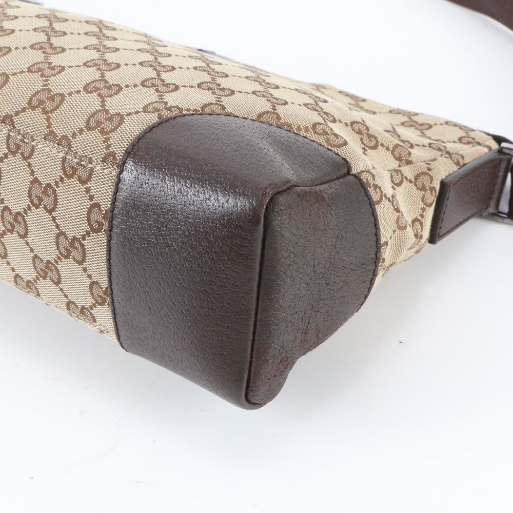 Gucci GG Canvas Leather Shoulder Bag Crossbody Messenger Business Brown — view 4