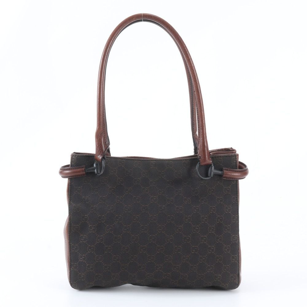 Gucci GG Canvas Leather Tote Shoulder Hand Brown — view 3