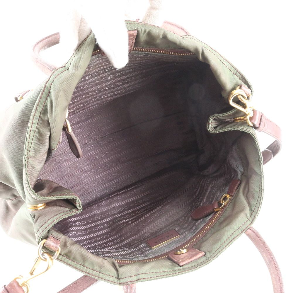 Prada Tessuto Nylon Leather 2-Way Shoulder Bag Crossbody Tote — view 8