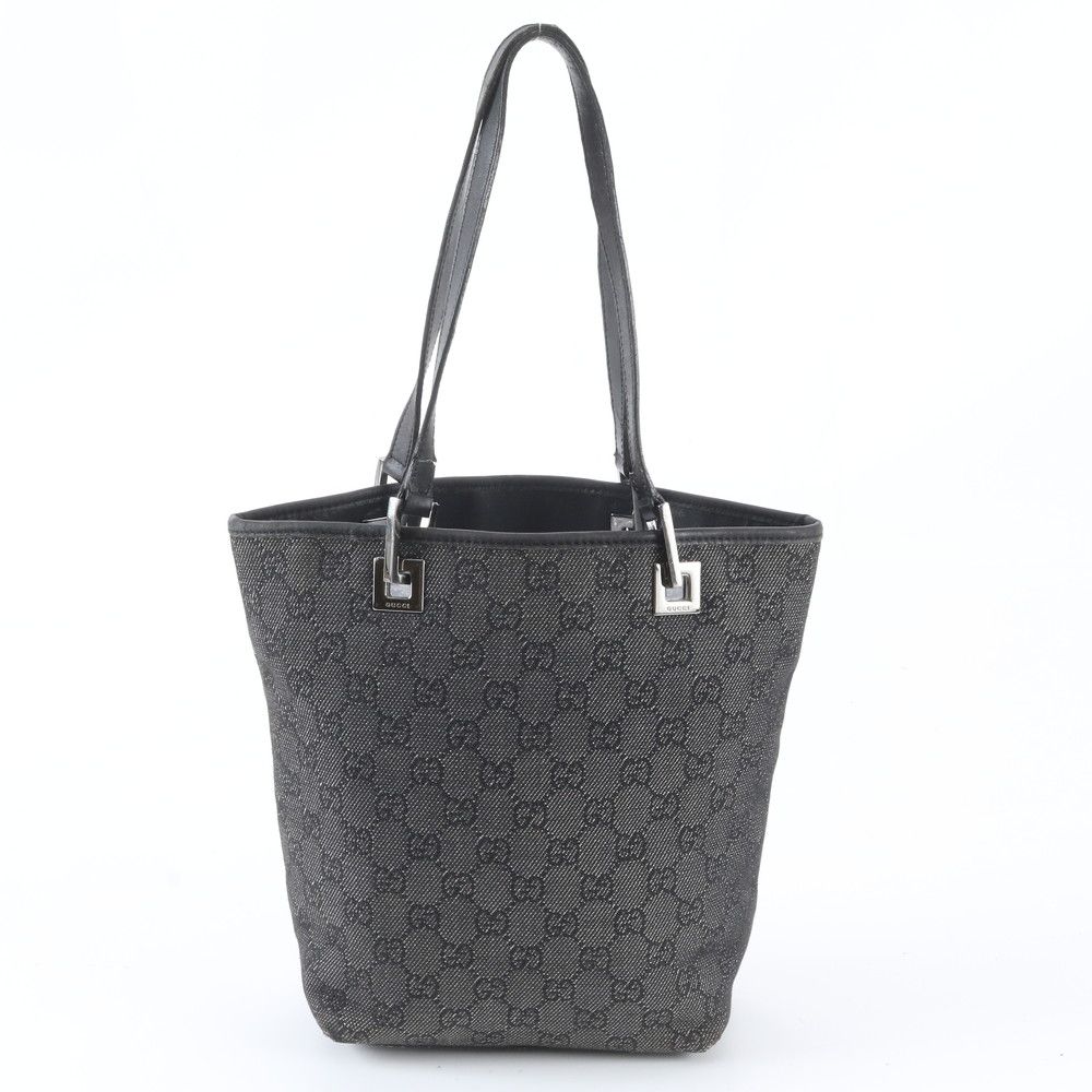 Gucci GG Canvas Leather Tote Shoulder Hand Black — view 3