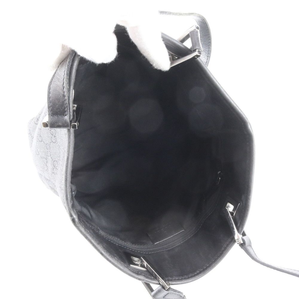 Gucci GG Canvas Leather Tote Shoulder Hand Black — view 7