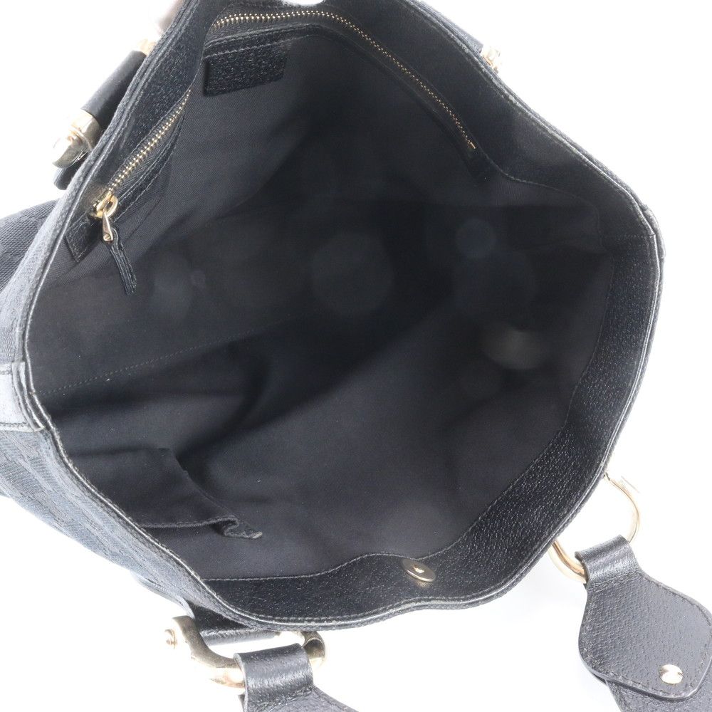Gucci GG Canvas Leather Handbag Tote Black — view 7