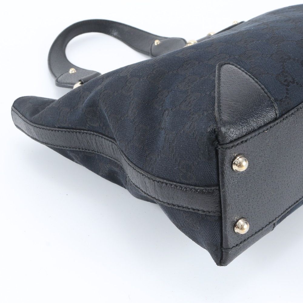 Gucci GG Canvas Leather Handbag Tote Black — view 6