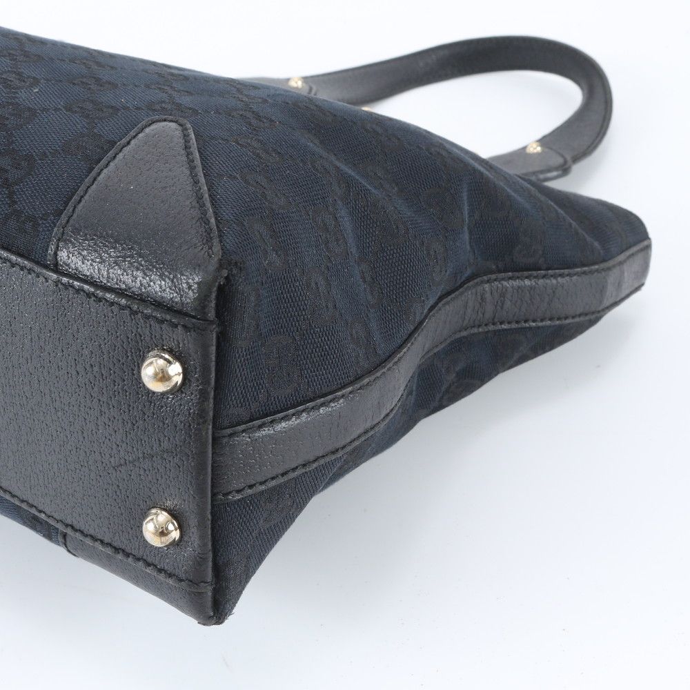 Gucci GG Canvas Leather Handbag Tote Black — view 4