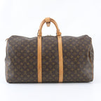 Louis Vuitton Monogram Keepall 55 Leather Boston Bag Tote Carry — view 3