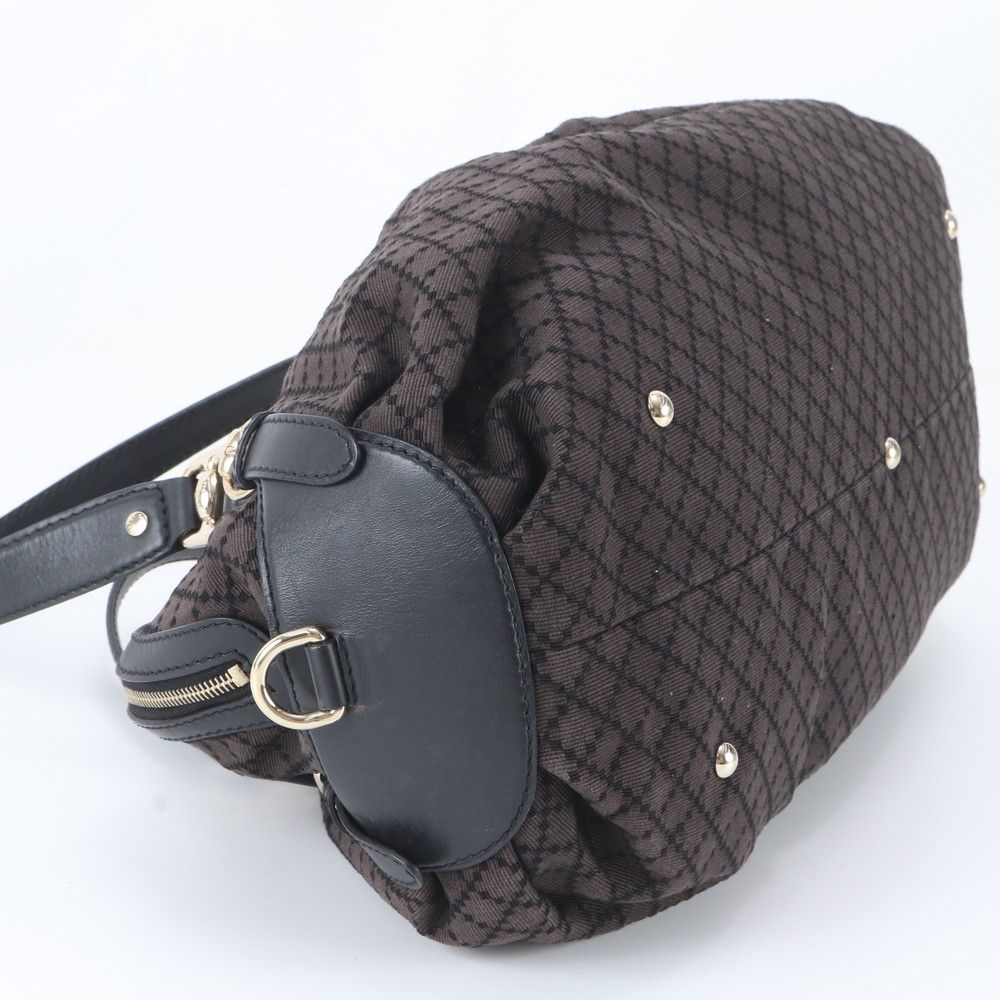 Gucci Diamante Satchel Leather Canvas Tote Shoulder — view 5