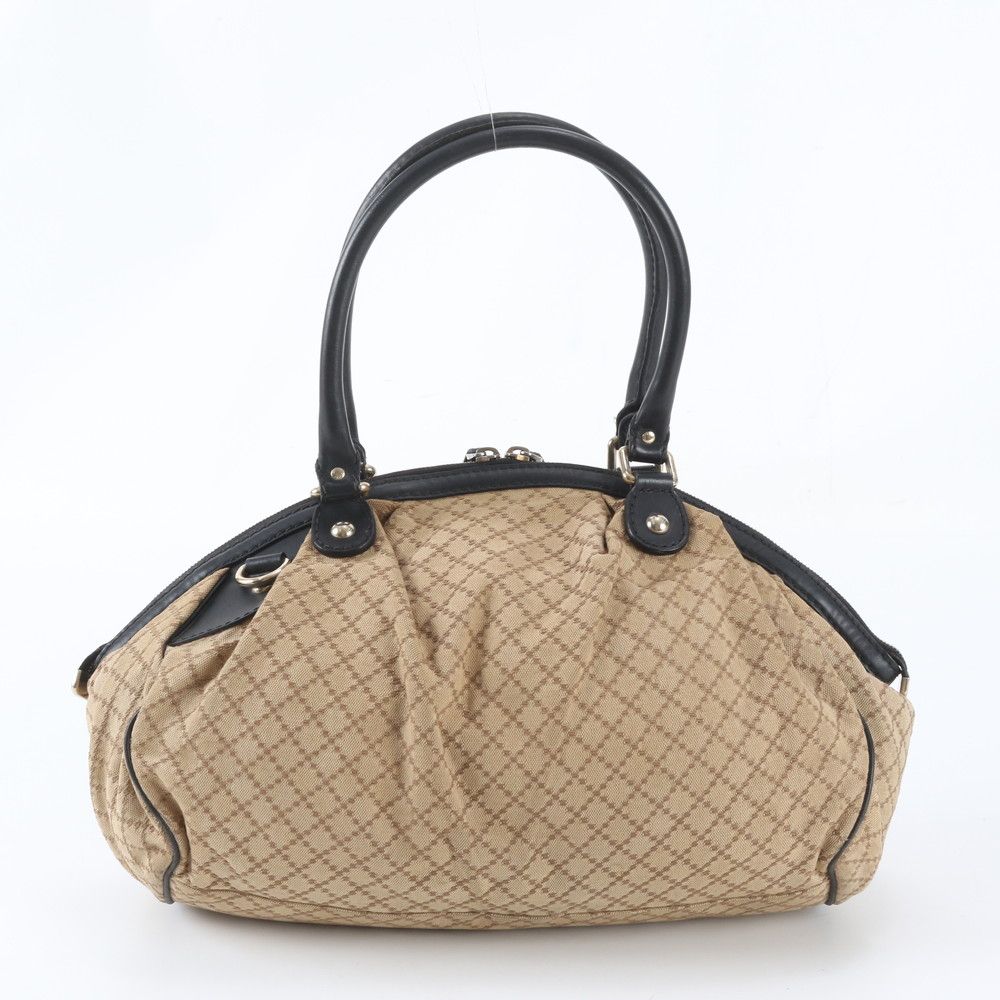 Gucci Diamante Satchel Leather Canvas Tote Shoulder — view 3