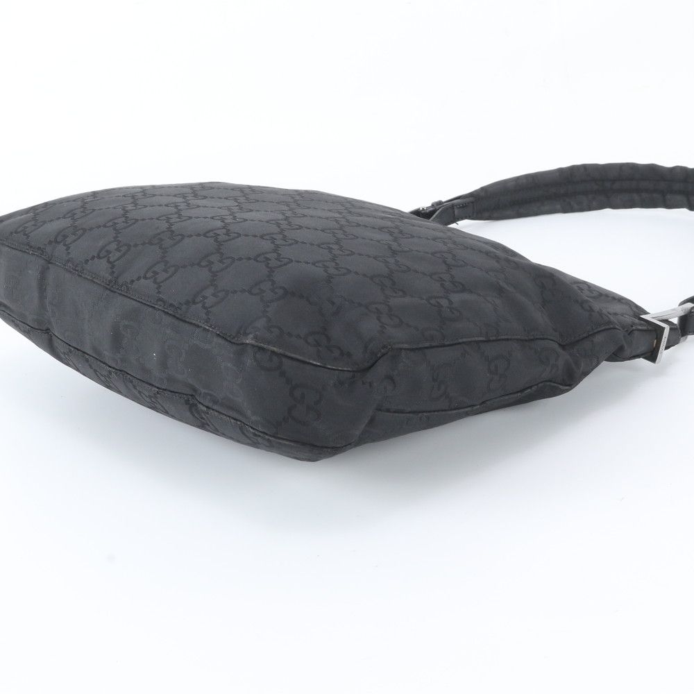 Gucci GG Nylon Leather Shoulder Bag Hand Black — view 4