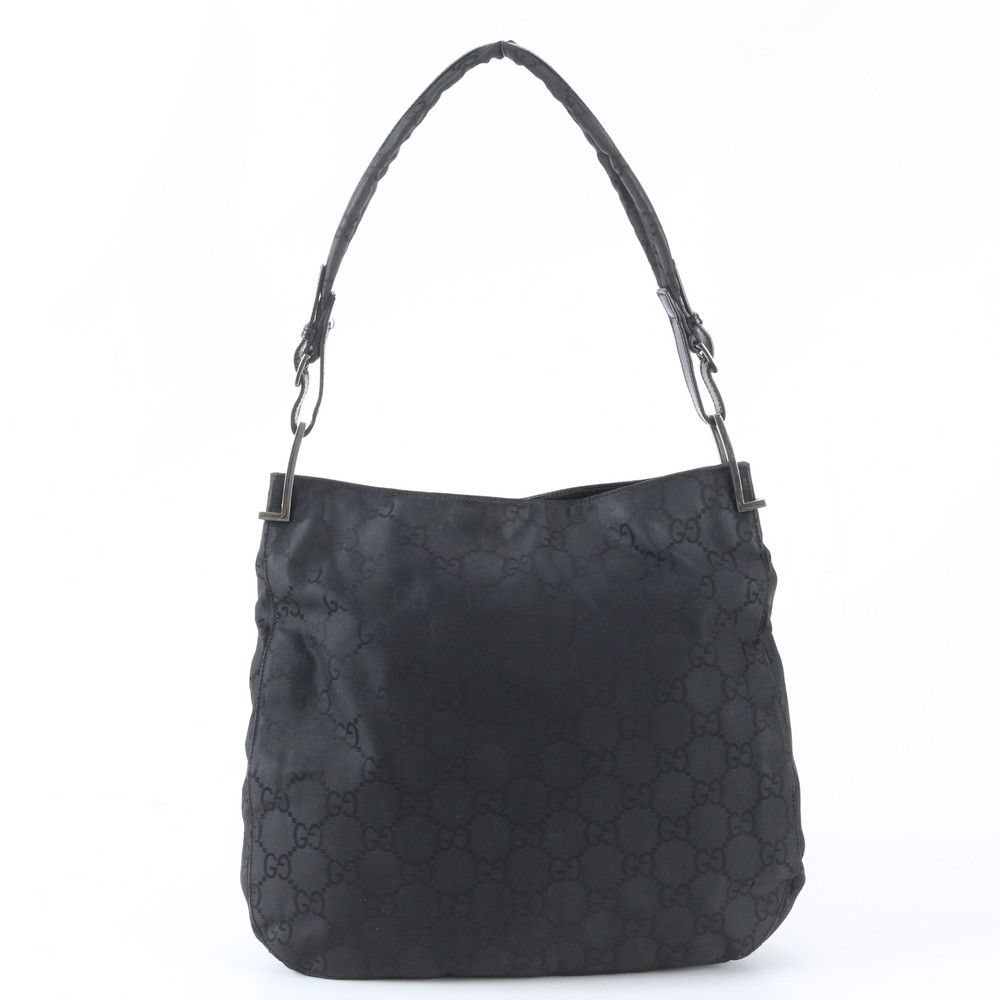 Gucci GG Nylon Leather Shoulder Bag Hand Black — view 3