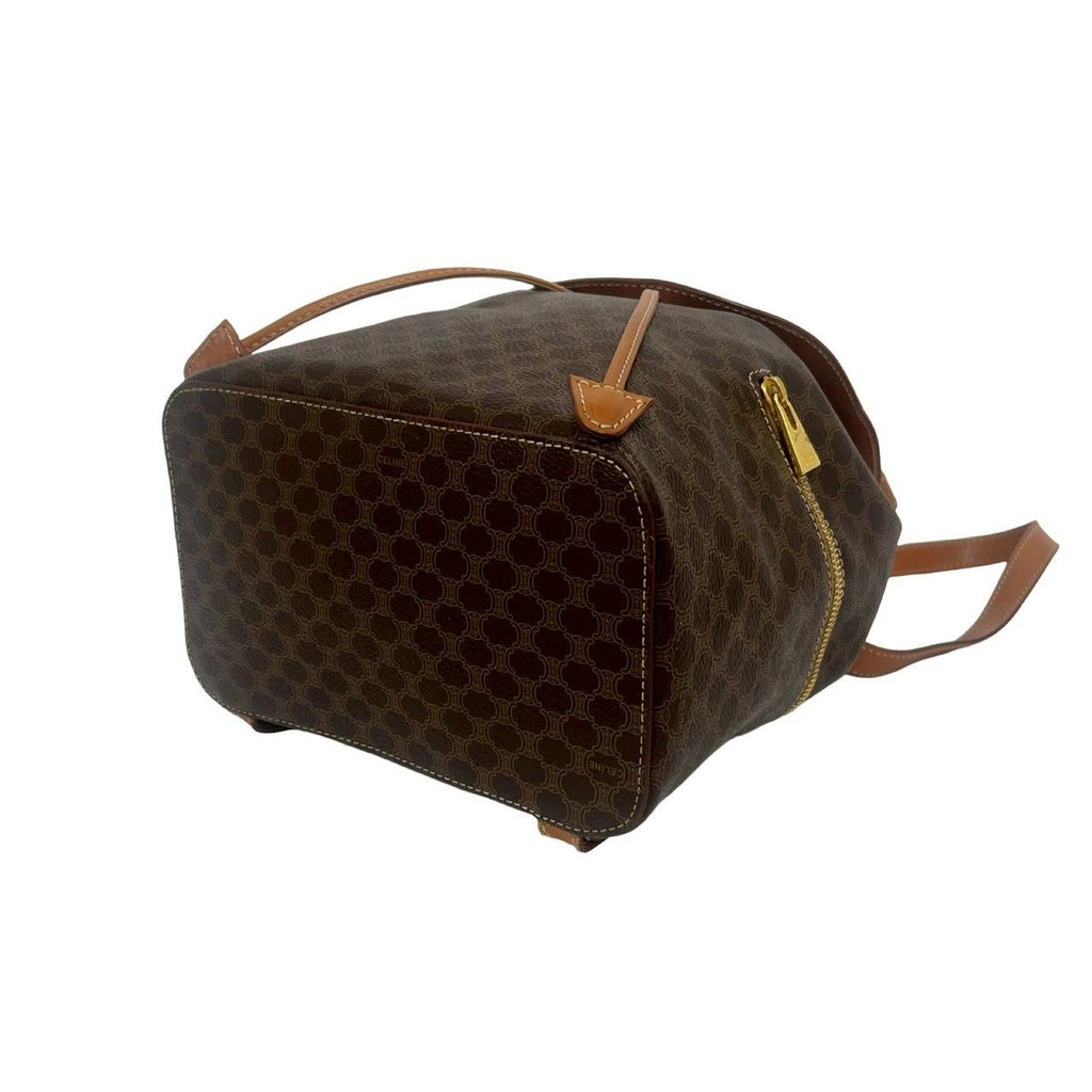 Celine Vintage Macadam Blason Triomphe Pattern Perforated Leather Drawstring — view 8