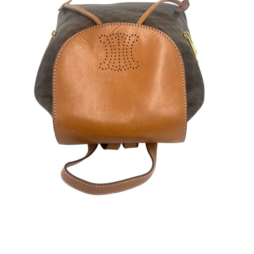Celine Vintage Macadam Blason Triomphe Pattern Perforated Leather Drawstring — view 4