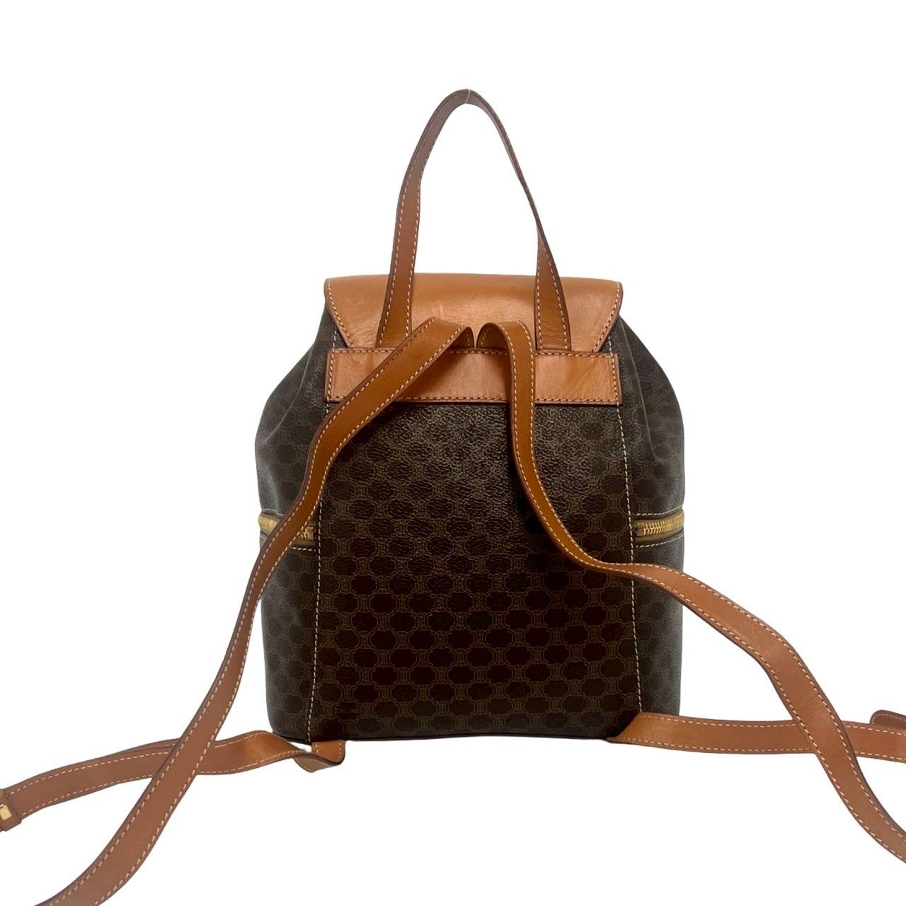 Celine Vintage Macadam Blason Triomphe Pattern Perforated Leather Drawstring — view 3