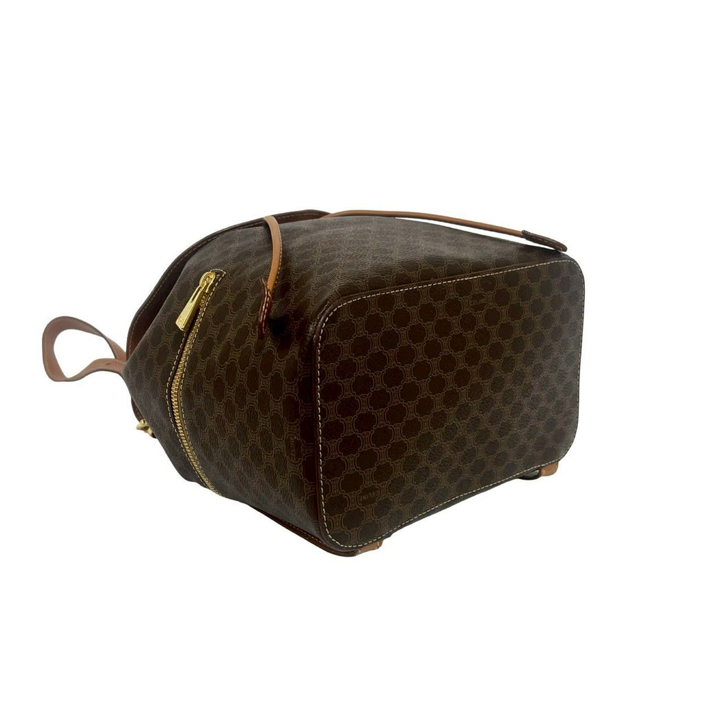 Celine Vintage Macadam Blason Triomphe Pattern Perforated Leather Drawstring — view 7