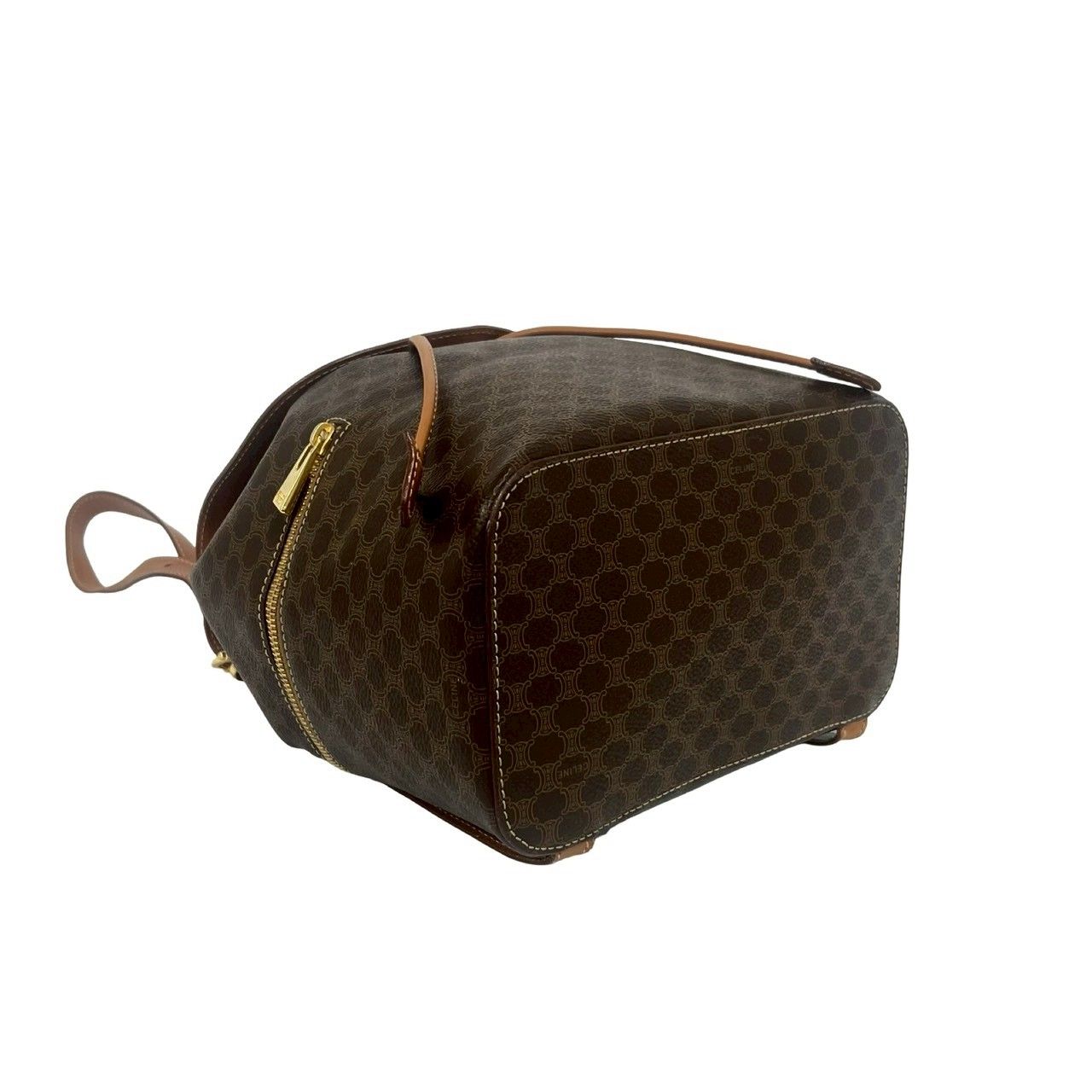 Celine Vintage Macadam Blason Triomphe Pattern Perforated Leather Drawstring — view 7