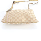 Gucci GG Canvas Leather Shoulder Bag Crossbody Hand Tote Gold — view 6