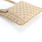 Gucci GG Canvas Leather Shoulder Bag Crossbody Hand Tote Gold — view 4