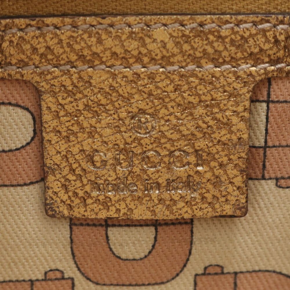 Gucci GG Canvas Leather Shoulder Bag Crossbody Hand Tote Gold — view 9