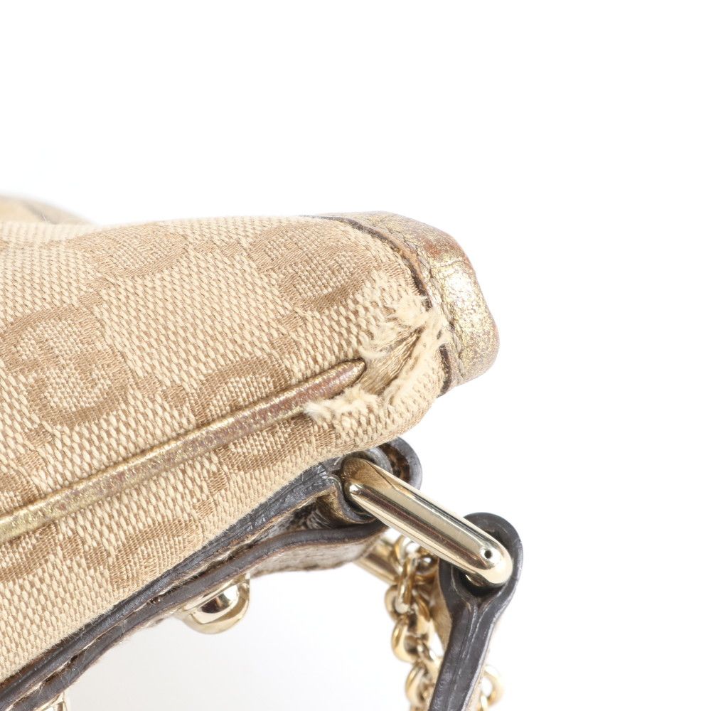 Gucci GG Canvas Leather Shoulder Bag Crossbody Hand Tote Gold — view 7