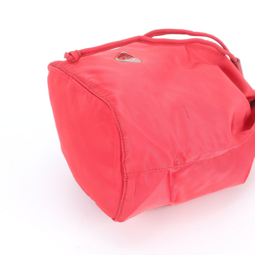 Prada Tessuto Nylon Triangle Logo Leather Pouch Hand — view 5