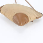 Prada Tessuto Nylon Triangle Logo Leather Shoulder Bag Crossbody Beige — view 5