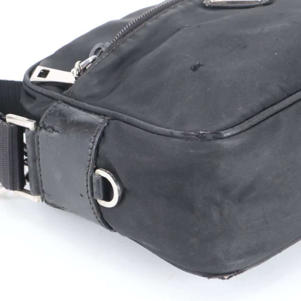 Prada Tessuto Nylon Triangle Logo Leather Shoulder Bag Crossbody Messenger — view 6