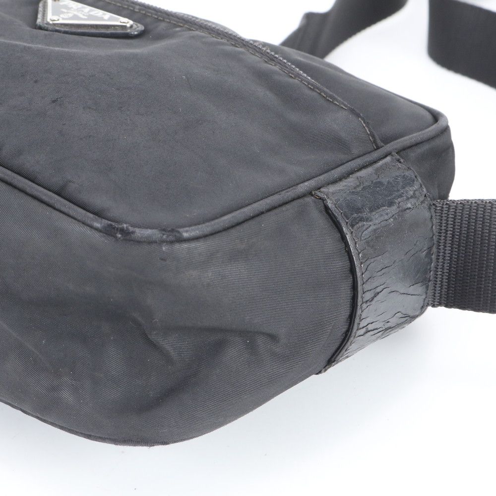 Prada Tessuto Nylon Triangle Logo Leather Shoulder Bag Crossbody Messenger — view 4
