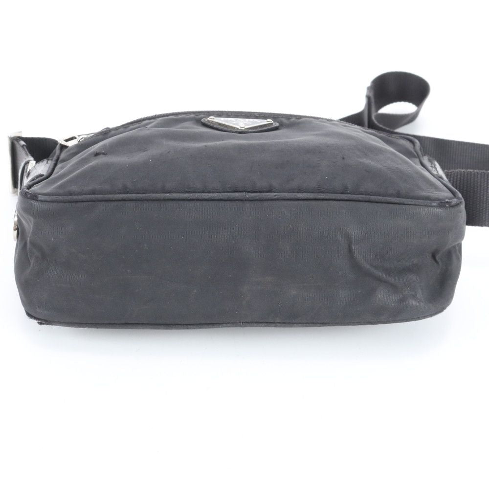 Prada Tessuto Nylon Triangle Logo Leather Shoulder Bag Crossbody Messenger — view 5
