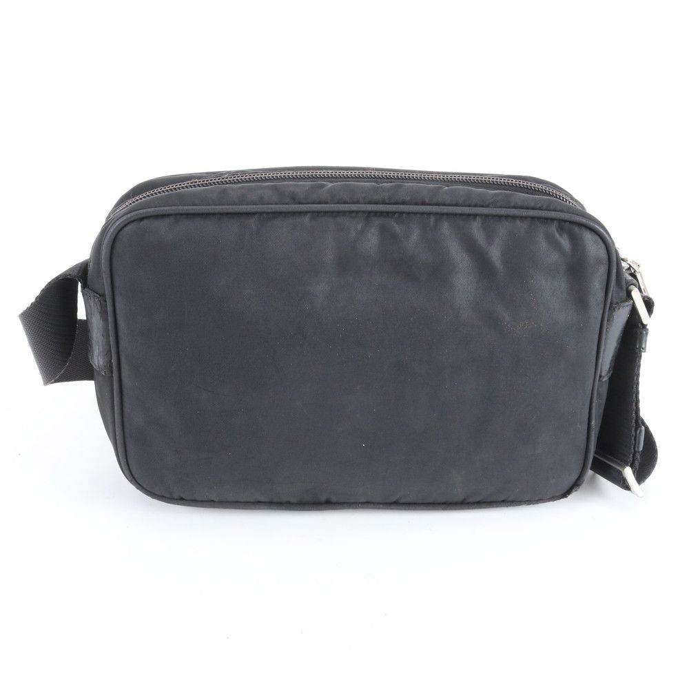 Prada Tessuto Nylon Triangle Logo Leather Shoulder Bag Crossbody Messenger — view 3