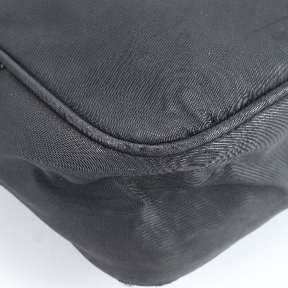 Prada Tessuto Nylon Triangle Logo Leather Shoulder Bag Crossbody Messenger — view 8