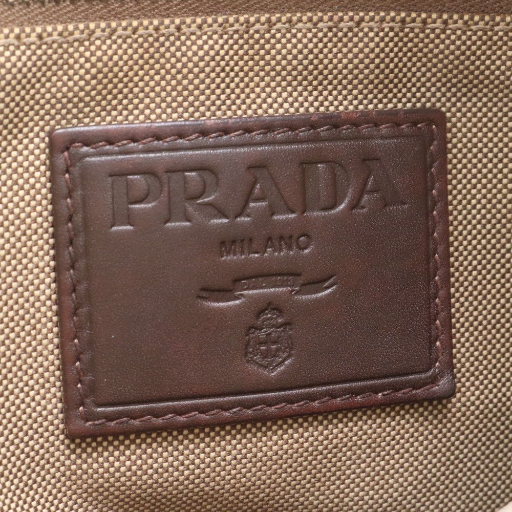 Prada Logo Jacquard Leather Shoulder Bag Crossbody Brown — view 8