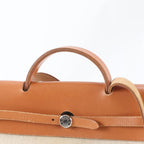 Hermes Herbag MM Leather Toile Ash 2-Way Shoulder Bag Business Tote — view 3