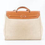 Hermes Herbag MM Leather Toile Ash 2-Way Shoulder Bag Business Tote — view 4
