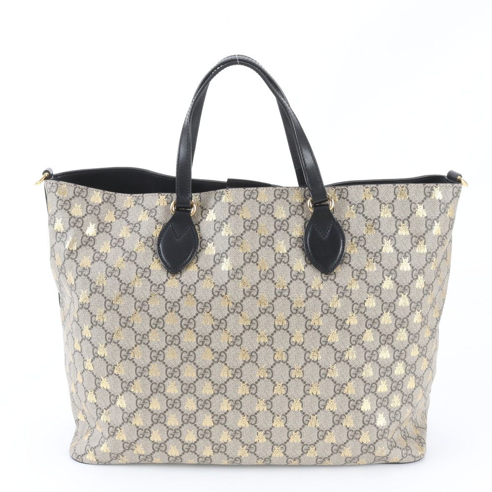 Gucci GG Supreme Bee Leather Tote Shoulder Hand — view 3