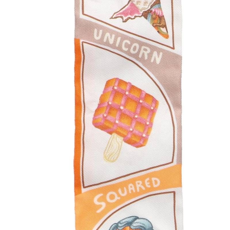 Hermes Funny Ice Cream All Over Pattern Twill Silk Scarf — view 3