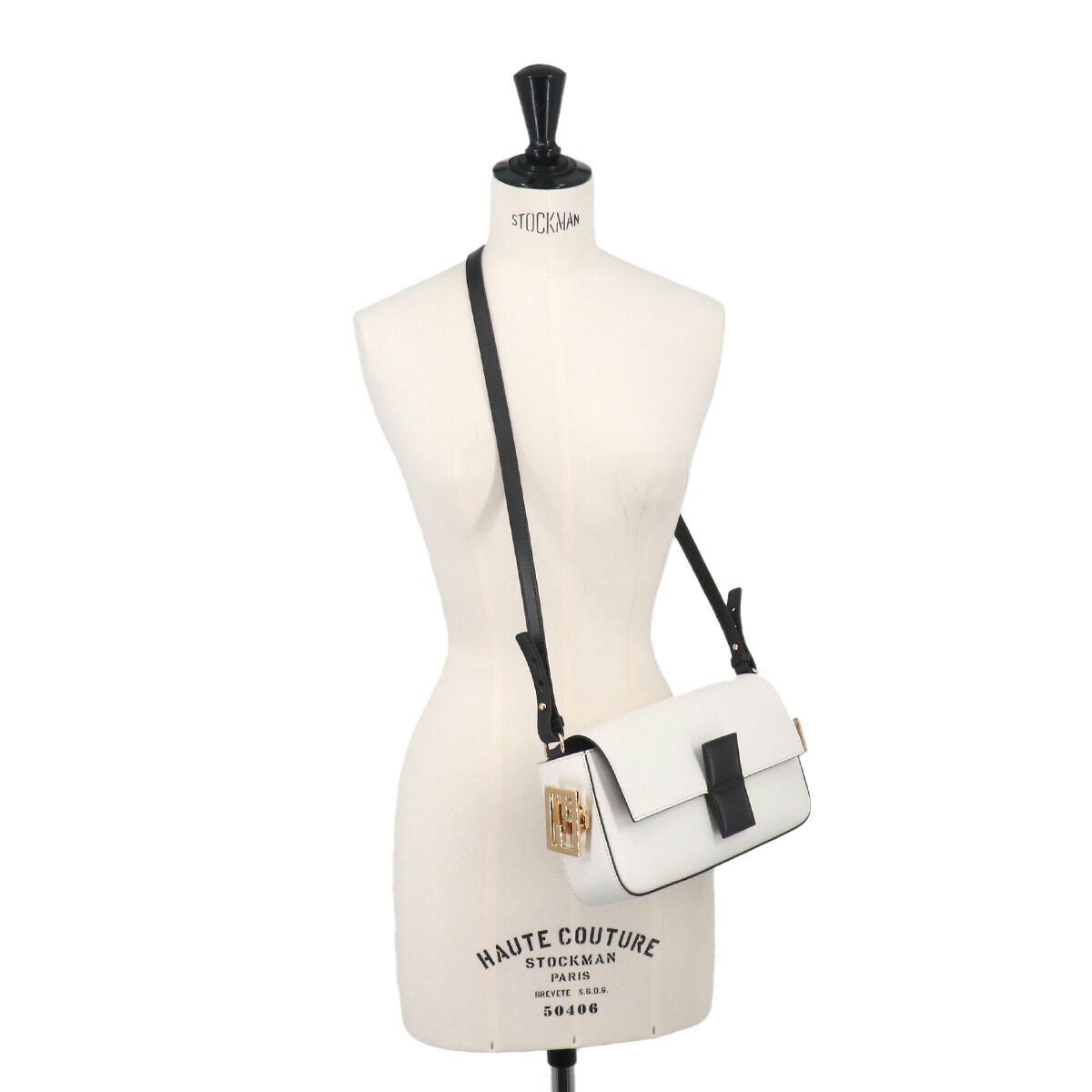 Fendi Bucket Twist 2-Way Bag Leather White Black — view 9