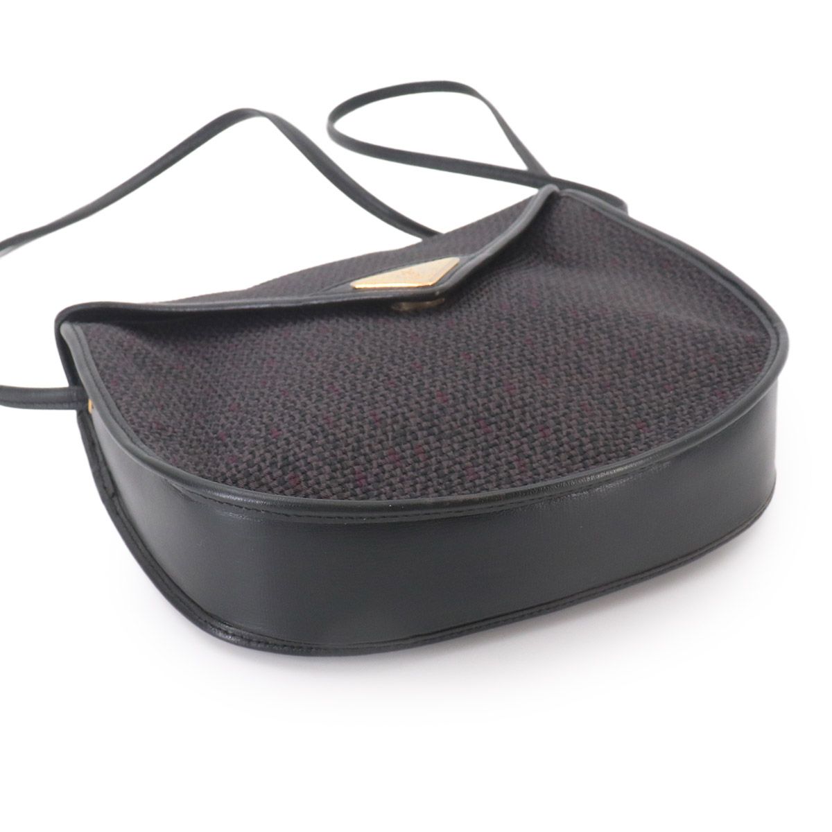 Saint Laurent Shoulder Bag Leather Gray Black Gold Vintage — view 4